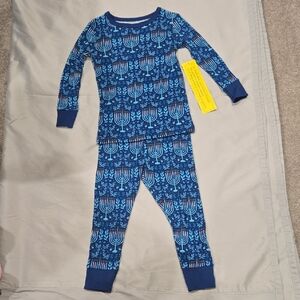 Blue Kids Pajamas with Hannukkah Pattern